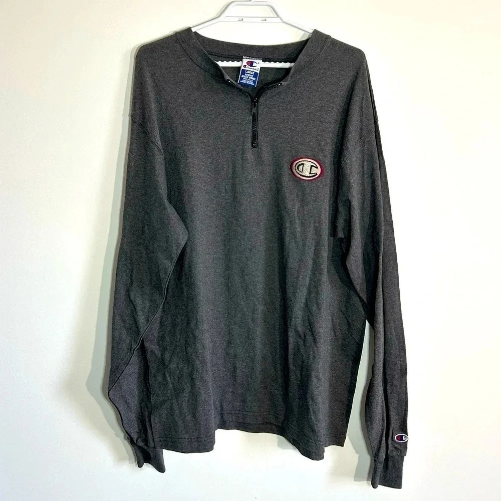 Vintage  Champion Long Sleeve Quarter Zip Shirt Mens Size L